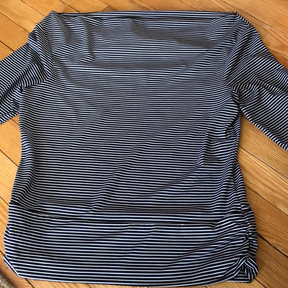Dark blue Stripped Shirt Boat Neck Medium stretchy fabric